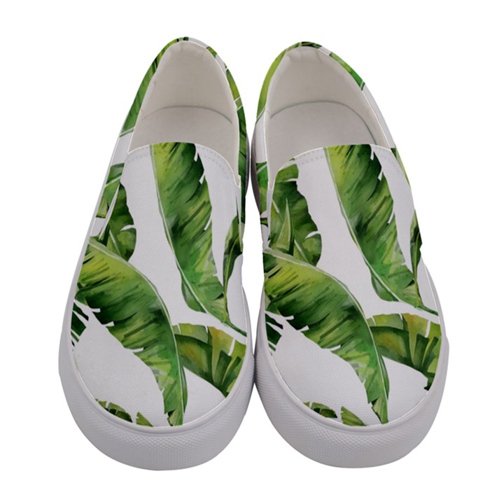 Sheets Tropical Plant Palm Summer Exotic Women s Canvas Slip Ons