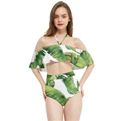 Sheets Tropical Plant Palm Summer Exotic Halter Flowy Bikini Set  by artworkshop