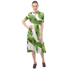 Sheets Tropical Plant Palm Summer Exotic Keyhole Neckline Chiffon Dress by artworkshop