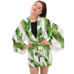 Sheets Tropical Plant Palm Summer Exotic Long Sleeve Kimono by artworkshop