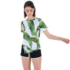 Sheets Tropical Plant Palm Summer Exotic Asymmetrical Short Sleeve Sports Tee by artworkshop