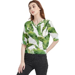 Sheets Tropical Plant Palm Summer Exotic Quarter Sleeve Blouse