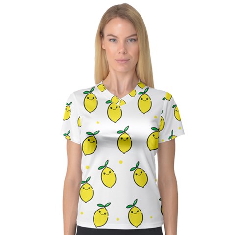 Pattern Lemon Texture V-neck Sport Mesh Tee by artworkshop