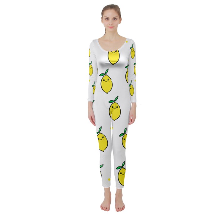 Pattern Lemon Texture Long Sleeve Catsuit