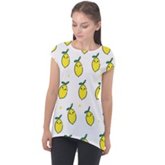 Pattern Lemon Texture Cap Sleeve High Low Top by artworkshop