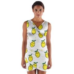 Pattern Lemon Texture Wrap Front Bodycon Dress by artworkshop