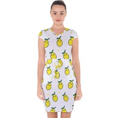 Pattern Lemon Texture Capsleeve Drawstring Dress  by artworkshop