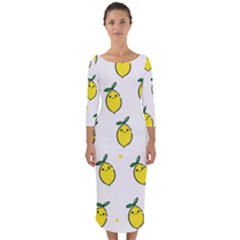 Pattern Lemon Texture Quarter Sleeve Midi Bodycon Dress by artworkshop