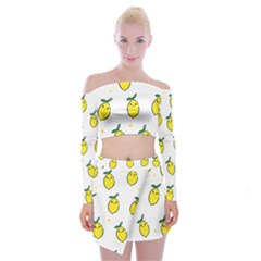 Pattern Lemon Texture Off Shoulder Top With Mini Skirt Set by artworkshop