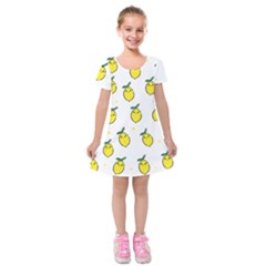 Pattern Lemon Texture Kids  Short Sleeve Velvet Dress by artworkshop