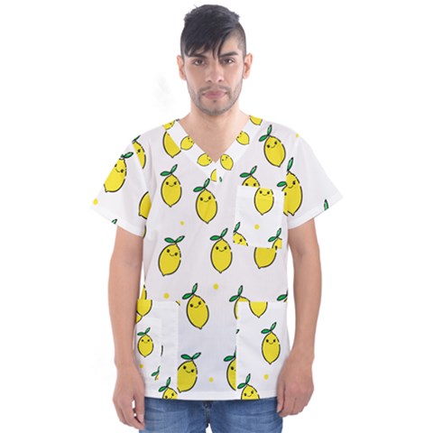 Pattern Lemon Texture Men s V-neck Scrub Top by artworkshop