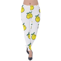 Pattern Lemon Texture Velvet Leggings