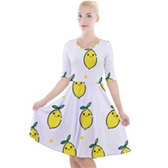 Pattern Lemon Texture Quarter Sleeve A-line Dress by artworkshop