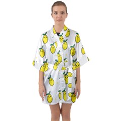 Pattern Lemon Texture Half Sleeve Satin Kimono  by artworkshop