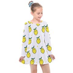 Pattern Lemon Texture Kids  Long Sleeve Dress by artworkshop