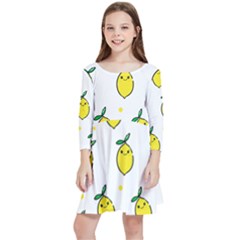 Pattern Lemon Texture Kids  Quarter Sleeve Skater Dress by artworkshop