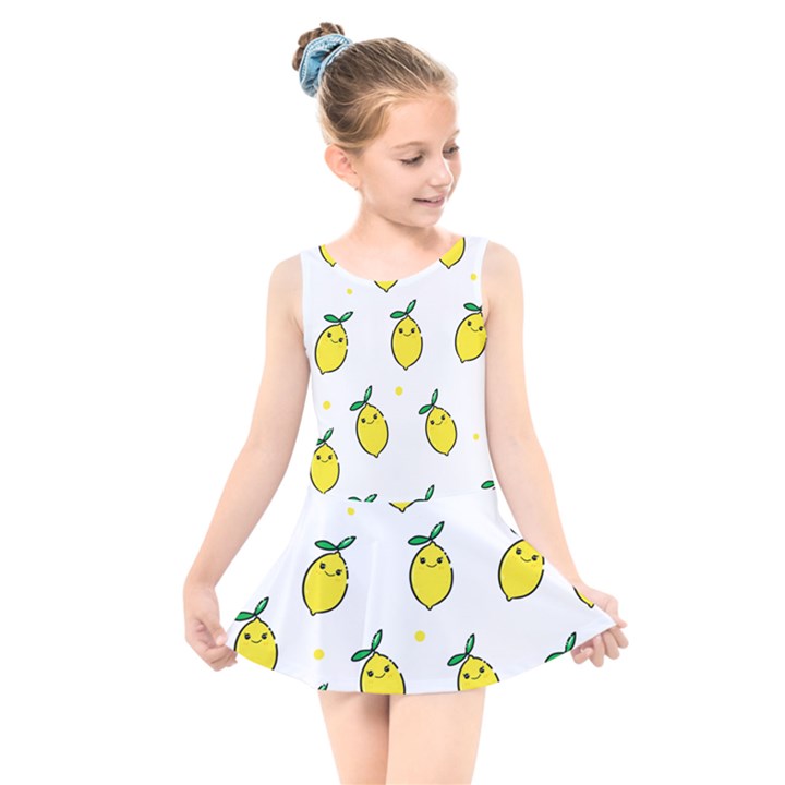 Pattern Lemon Texture Kids  Skater Dress Swimsuit