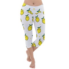 Pattern Lemon Texture Lightweight Velour Capri Yoga Leggings by artworkshop