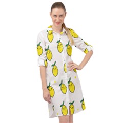 Pattern Lemon Texture Long Sleeve Mini Shirt Dress by artworkshop