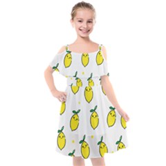 Pattern Lemon Texture Kids  Cut Out Shoulders Chiffon Dress by artworkshop