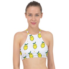 Pattern Lemon Texture Racer Front Bikini Top by artworkshop