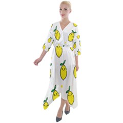 Pattern Lemon Texture Quarter Sleeve Wrap Front Maxi Dress by artworkshop