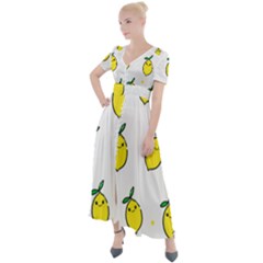 Pattern Lemon Texture Button Up Short Sleeve Maxi Dress by artworkshop