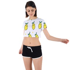 Pattern Lemon Texture Tie Back Short Sleeve Crop Tee by artworkshop