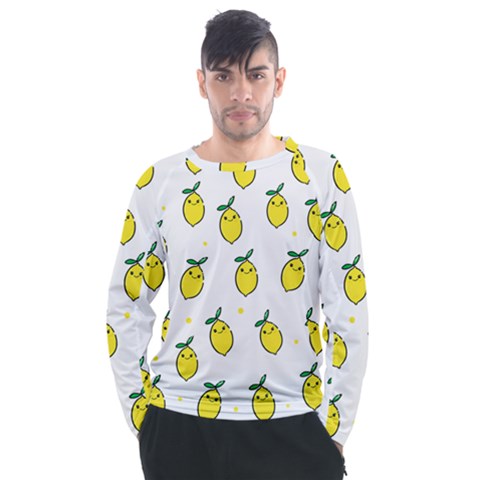 Pattern Lemon Texture Men s Long Sleeve Raglan Tee by artworkshop