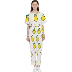 Pattern Lemon Texture Batwing Lightweight Chiffon Jumpsuit