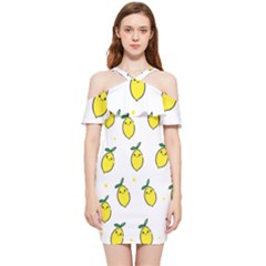 Pattern Lemon Texture Shoulder Frill Bodycon Summer Dress by artworkshop