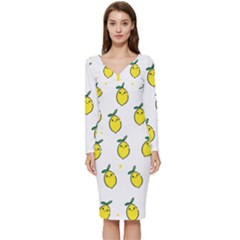 Pattern Lemon Texture Long Sleeve V-neck Bodycon Dress 