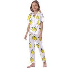 Pattern Lemon Texture Kids  Satin Short Sleeve Pajamas Set by artworkshop