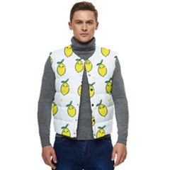 Pattern Lemon Texture Men s Short Button Up Puffer Vest	