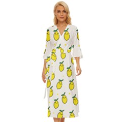 Pattern Lemon Texture Midsummer Wrap Dress by artworkshop