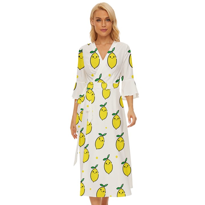 Pattern Lemon Texture Midsummer Wrap Dress