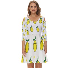 Pattern Lemon Texture Shoulder Cut Out Zip Up Dress