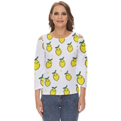 Pattern Lemon Texture Cut Out Wide Sleeve Top