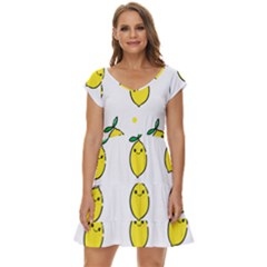 Pattern Lemon Texture Short Sleeve Tiered Mini Dress by artworkshop