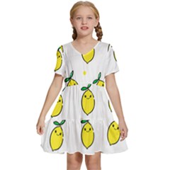 Pattern Lemon Texture Kids  Short Sleeve Tiered Mini Dress by artworkshop