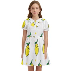 Pattern Lemon Texture Kids  Bow Tie Puff Sleeve Dress