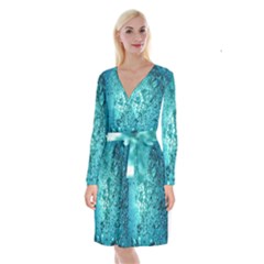 Bubbles Water Bub Long Sleeve Velvet Front Wrap Dress by artworkshop