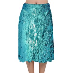 Bubbles Water Bub Velvet Flared Midi Skirt by artworkshop