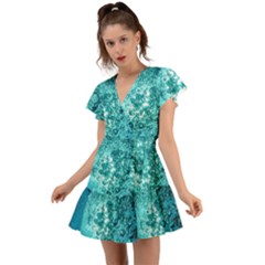 Bubbles Water Bub Flutter Sleeve Wrap Dress by artworkshop