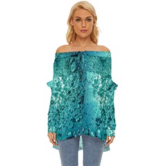 Bubbles Water Bub Off Shoulder Chiffon Pocket Shirt