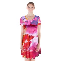 Colorful Painting Short Sleeve V-neck Flare Dress by artworkshop