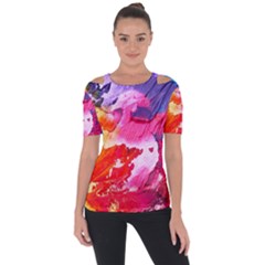 Colorful Painting Shoulder Cut Out Short Sleeve Top by artworkshop