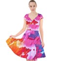 Colorful Painting Cap Sleeve Front Wrap Midi Dress View1