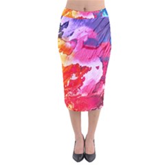 Colorful Painting Velvet Midi Pencil Skirt by artworkshop