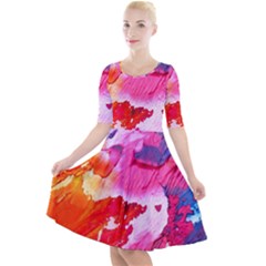 Colorful Painting Quarter Sleeve A-line Dress by artworkshop